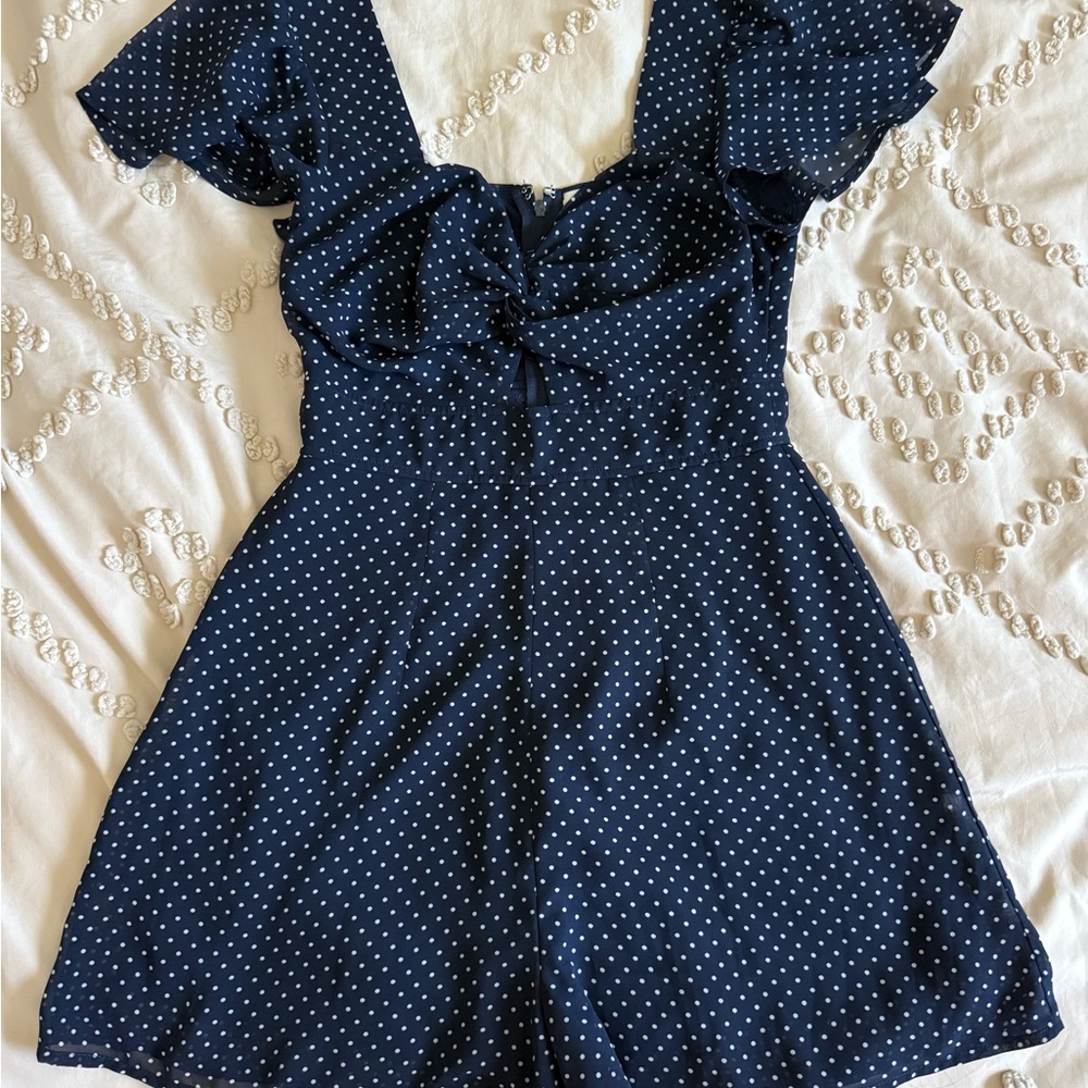 Navy Polka Dot Romper